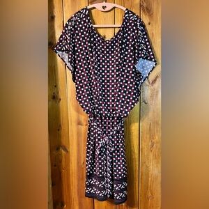 White House Black Market Size XL Maroon, Black & White Dress